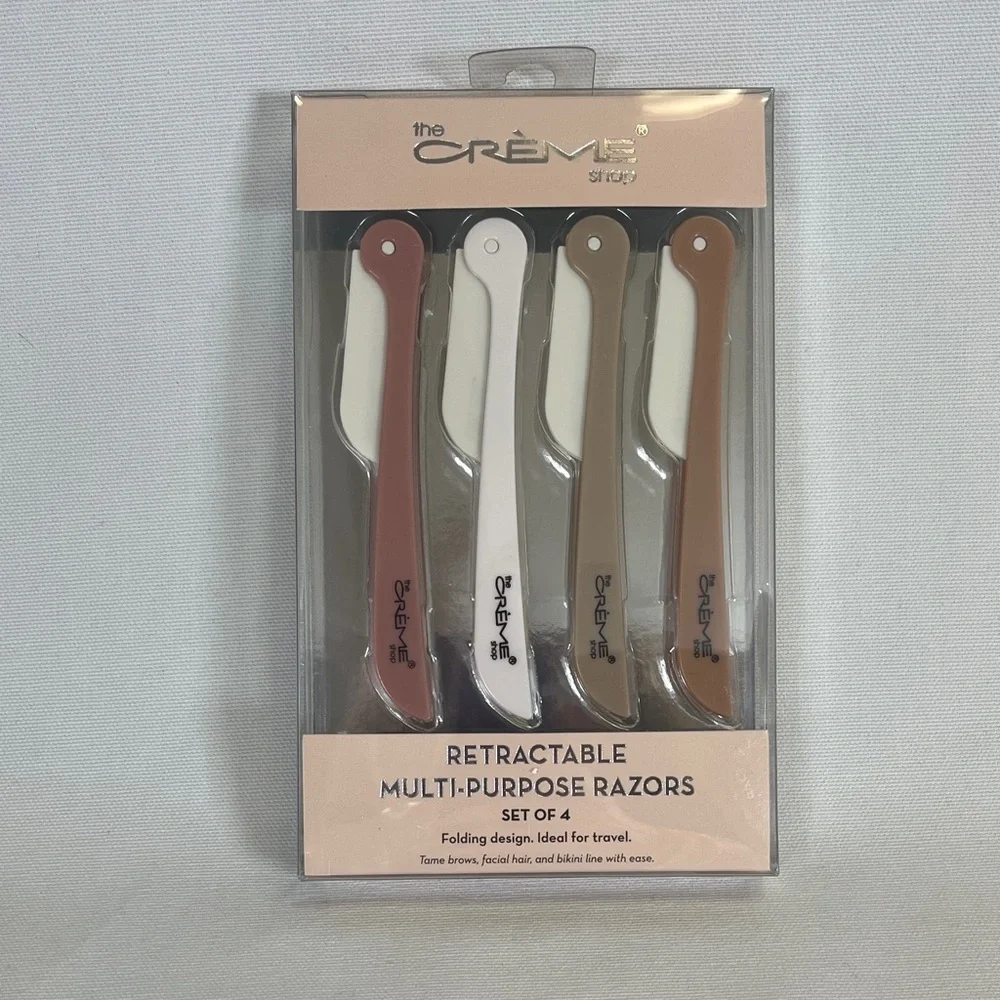 The Crème Shop 4-Pack Retractable Multi-Purpose Razors Foldable Travel NWT